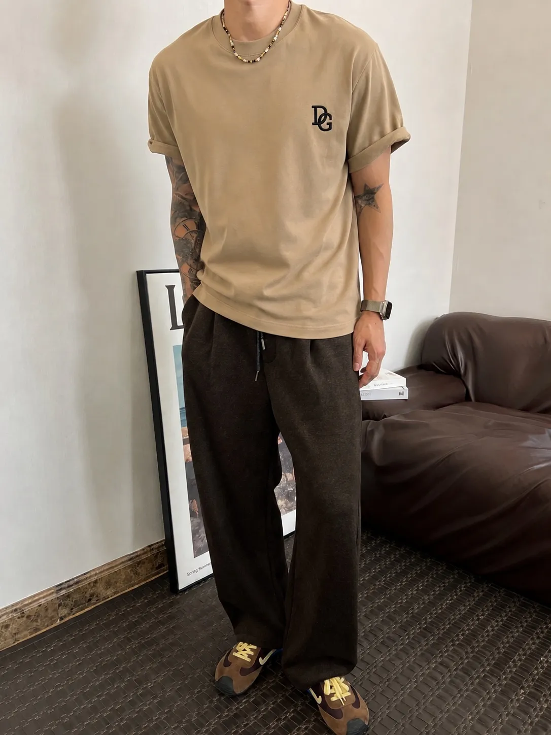 DG～ logo ， Same Style 《 》 ， ， tee， ， Same Style ， : Black White Coffee Brown Size：S（90-130 ） M（125-150 ） L（135-165 ） XL（160-190 ） XXL（185 ）